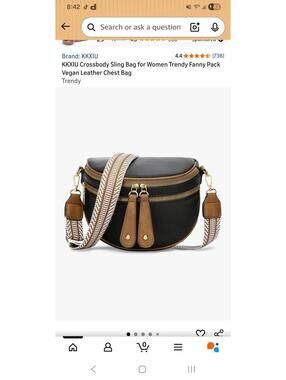 Xxkiu Women's Cross Body Bag Fanny Pack BLACK and Gold Nwot- Strap Zip Closure